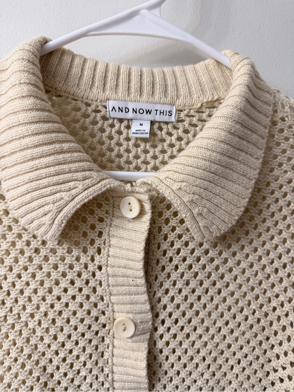 Cream Open-Knit Button-Front Sweater - Picture 2 of 4